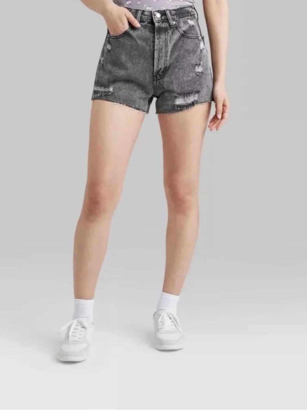 wild fable Black Washed Highest Rise Jean cutoff Shorts